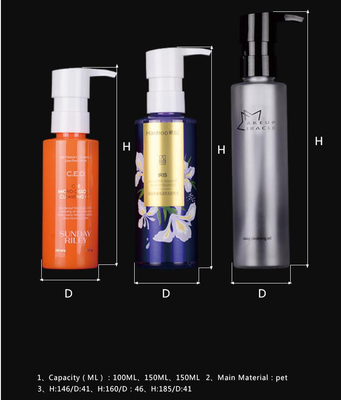 100 ml 130 ml 150 ml Kapazität Customized PET Plastic Lotion Flasche für die kosmetische Verpackung
