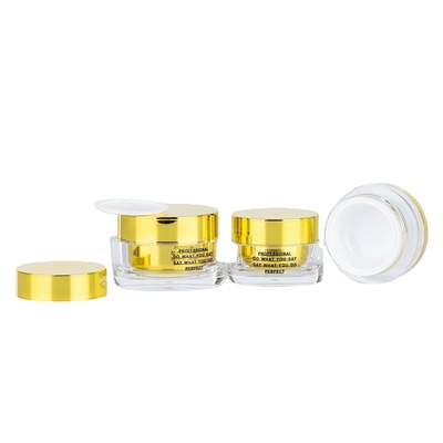 15g 30g 50g Doppelwand Acryl-Kosmetikcreme-Glas mit goldenem Deckel Nagellack Flasche