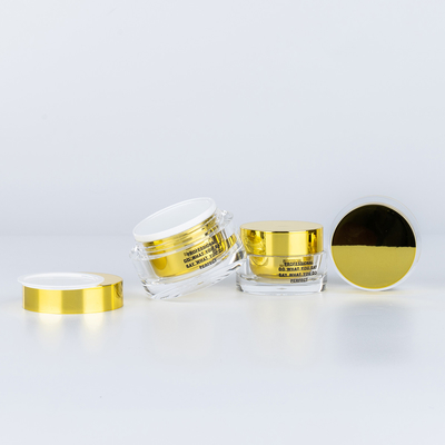 15g 30g 50g Doppelwand Acryl-Kosmetikcreme-Glas mit goldenem Deckel Nagellack Flasche
